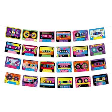 Imagem de 4 Peças Faixas de Festa em Fita Cassete, Retrô Recorte de Rádio Boombox Decorações em Cassete para Tema dos Anos 80 e 90 Aniversário Artigos para Festas com Música Hip Hop