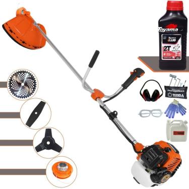 Imagem de Roçadeira Multifuncional Terra GR520XP À Gasolina 52cc 2,5HP 6.500rpm 4 Em 1 Com Carretel Nylon + Kit 3 Lâminas de Corte + ÓLEO TOYAMA FG50 2T + EPI