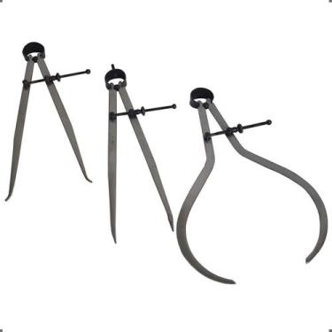 Imagem de Kit 3 Compassos 10 Pol Mecânico Ponta Reta Interno E Externo - EDA