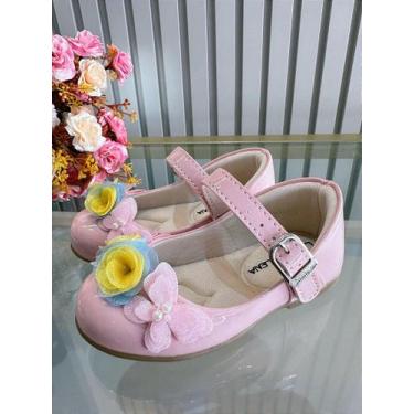 Imagem de Sapatinho Rosa Menina Verniz com Aplique de Borboleta e Flor - Fabulos