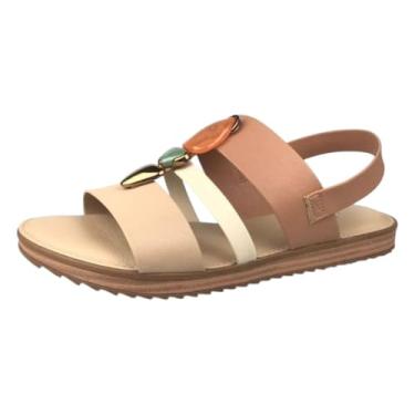 Imagem de Sandália Feminina Modare Tiras Pedraria Bege 34