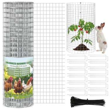 Imagem de LEIFIDE Gaiola protetora de plantas 9,1 m x 16 polegadas calibre 19 3/4'' rolo de pano de hardware protetor de arame de jardim com estaca 30 U e 100 laços de zíper cerca de malha de arame soldado