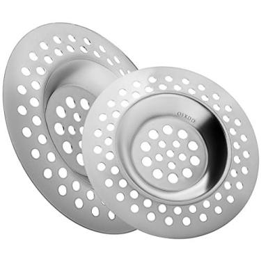 Imagem de Tubo apanhador de cabelo, coador de pia de aço inoxidável, 7,6 cm, protetor de ralo para pia de cozinha (pacote com 2)