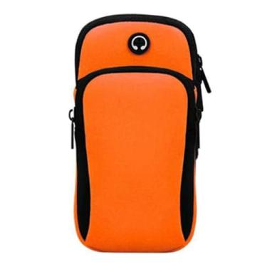 Imagem de Braçadeira Esportiva para Celular até 6.5" - Bolsa de Braço Ajustável, Antissuor e com Porta Fones para Corrida e Academia (LARANJA BB-02)