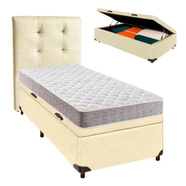 Imagem de Cama Box Bau + Colchão Solteiro D23 D23 Inducol + Cabeceira Estofada
