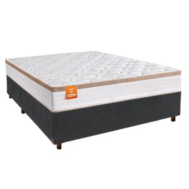 Imagem de Conjunto Cama Box Blindado Casal + Colchão Molas Ensacadas Isis Real Inducol