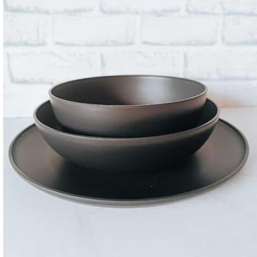 Imagem de Jogo Pratos Aparelho De Jantar em Polipropileno Durável (1 kit - 3 peças Preto)