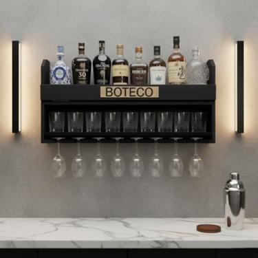 Imagem de Bar Barzinho Suspenso De Parede Adega Vinhos Bebidas 100x45cm Preto Fosco