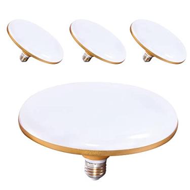 Imagem de Lâmpada LED UFO 20W 2000LM 6500K E27, pacote com 4 lâmpadas de alta potência, planas, à prova d'água, totalmente seladas, para sala de estar