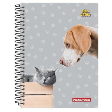 Imagem de Caderno de 10 Matérias Cães e Gatos 160 Folhas Capa Dura - PanAmerican