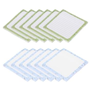 Imagem de PATIKIL Notas adesivas fofas, 7,5 x 7,5 cm, 12 blocos, 600 folhas, blocos autoadesivos post-its com linhas para sala de aula, escritório, suprimentos essenciais, azul creme/verde creme