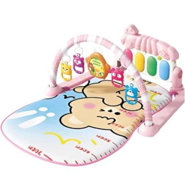 Imagem de Tapete de Atividades Musical com Piano Ginásio Interativo para Bebê, Rosa,70x43cm, Arco com Brinquedos Suspensos Móbile Som Educativo