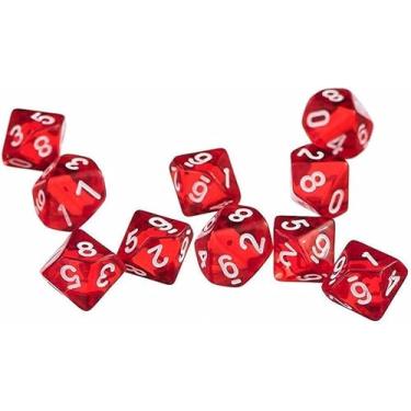 Imagem de 10 Pcs D10 Polyhedral Dice - Precision 10-Sided High-Clarity Dice for Tabletop RPG Games and Role-Playing Adventures (Red)