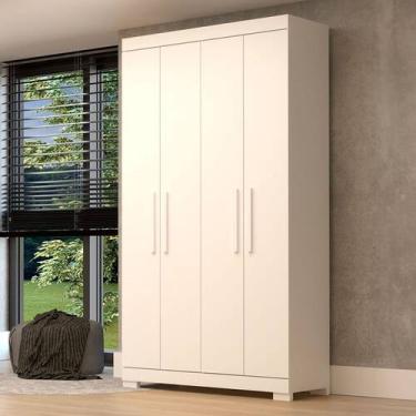 Imagem de Guarda-Roupa Solteiro Lana 4 Portas 2 Gavetas 100% Mdf Branco - Acp Mó