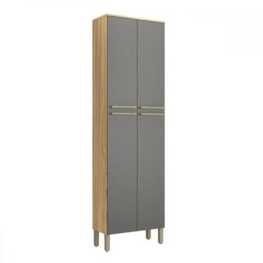 Imagem de Paneleiro Napoli 4 Portas 4 Prateleiras 100% Mdf Amêndoa/Chumbo - Rio 