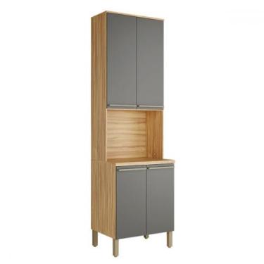 Imagem de Paneleiro Napoli 4 Portas 3 Prateleiras 100% Mdf Amêndoa/Chumbo - Rio 