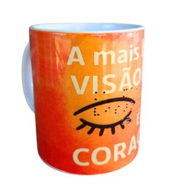 Imagem de Caneca Com Braile Com Frase A Mais Bela Visão É A Do Coração - Coleção