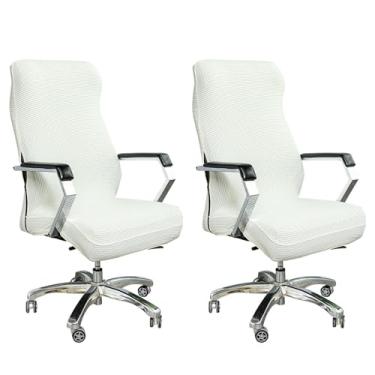 Imagem de Lzyjckh Capa para cadeira de escritório com zíper, pacote com 2 unidades, Capa universal giratória para assento de escritório, Protetor elástico lavável,Beige 2 pack