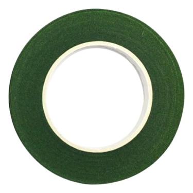 Imagem de 1 rolo de fita floral de 1,2 cm de largura, fitas de papel de flores verde-escuras, laços de plantas de jardim para arranjo floral, buquês artificiais, para artesanato e buquês de casamento, 30 metros