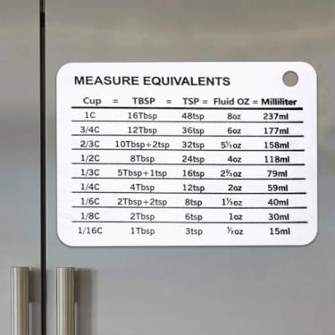 Imagem de 1 ímã de tabela de conversão de cozinha, tabela de conversão de aço inoxidável para geladeira (branco-cinza)