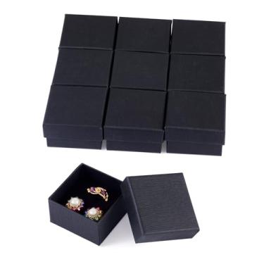 Imagem de Caixa de exibição de joias de brinco de anel, 10 peças, caixas de presente quadradas de papelão, pequenas caixas de armazenamento para embalagem de presente, suprimentos de exibição, preto