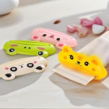 Imagem de Espremedor de pasta de dente de animais de desenho animado para banheiro dispensador de tubo manual clipe creme loção diária organização doméstica