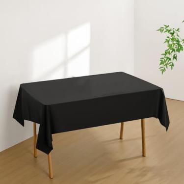 Imagem de Pacote com 2 toalhas de mesa descartáveis para mesas retangulares, panos decorativos premium para festas (preta