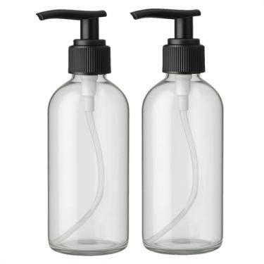 Imagem de KIt 2 Saboneteira Pump Preta Refil Frasco 500ml Creme Shampoo Sabão Liquido Sabonete