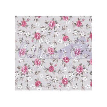 Imagem de Tecido Tricoline Floral Lúcia - Fundo Cinza - 50 x 150 cm - Tecidos Ca