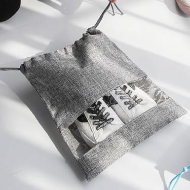 Imagem de Bolsa de armazenamento de sapatos de viagem, organizador de cordão para tênis, bolsa transparente à prova de poeira para sapatos, protetor de sapatos portátil para viagens e armazenamento doméstico