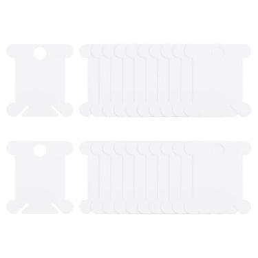 Imagem de 100 bobinas de fio dental bordado, 3,8 cm x 3,6 cm com clipes de linha, bobinas de fio dental de plástico, papelão para organizador de linhas de ponto cruz, armazenamento de costura artesanal, branco