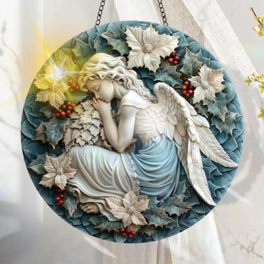 Imagem de Apanhador solar de acrílico colorido, decoração de janela suspensa de Cristo com design de vitral impresso, apanhador de sol, arte de parede de arco-íris, ornamentos de Natal para uso interno e