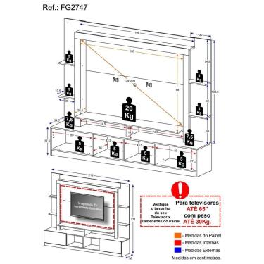 Imagem de Estante Com Suporte Para Tv Até 65´´ Moscou Fg2747 Preta/lacca Fumê
