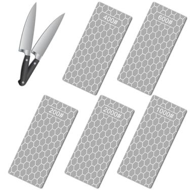 Imagem de Conjunto de 5 peças de pedras de amolar de diamante, superfície de favo de mel, placa de afiar diamante, quadrado, resistente ao desgaste, afiador grosso e fino, gramatura 200/400/600/1000/2000 para