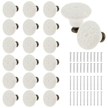 Imagem de Conjunto de puxadores de cerâmica, 20 peças, puxadores de gaveta vintage, puxadores decorativos para móveis com parafusos de montagem, puxador de porta de armário multiuso, puxador de cômoda para