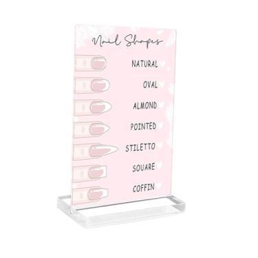 Imagem de Ysyqkn Painel de acrílico de 2 mm para exibição de nail art, versátil, elegante e compacto, com base para decoração de salão de unhas, Luz Rosa