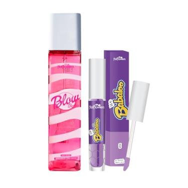 Imagem de Kit Body Splash Blow Morango com Creme Gloss Labial Vibra e Gela Uva Hot Flowers Aroma Delicioso