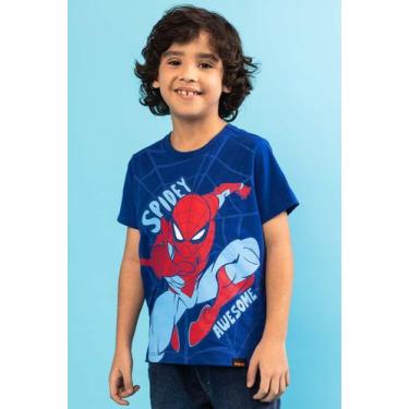 Imagem de Camiseta Infantil Marvel Homem Aranha Spidey Awesome - Piticas, 8, Azu