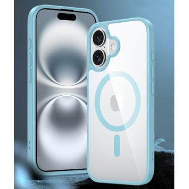 Imagem de Capa para iPhone 16 Plus, compatível com MagSafe, proteção de grau militar à prova de choque, capa magnética transparente para celular, fina, antiarranhões, capa protetora para celular, azul-petróleo