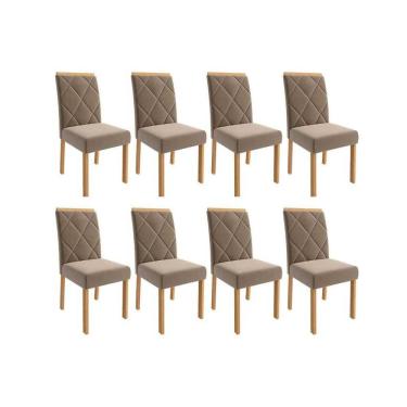 Imagem de Cadeira Sala De Jantar Fernanda Wood Kit 8 Un Carvalho-suede Joli Capuccino - Cimol
