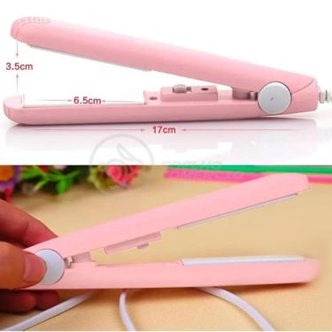 Imagem de Mini Chapinha Prancha Portátil 17Cm Bivolt Profissional Rosa