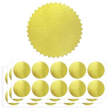 Imagem de 500 adesivos de folha dourada, adesivos de selo dourado de 5 cm para certificados, adesivo autoadesivo em relevo com borda serrilhada para envelopes, convites de casamento, prêmio, n, jurídico