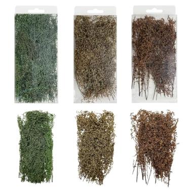Imagem de Woohome Aglomerado de flores coloridas em miniatura, modelo de tufo de grama estática tufos de grama grupos de vegetação de flores tufos de grama estática para modelo faça você mesmo cenário de trem