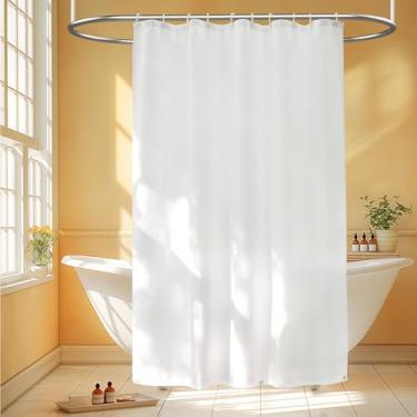 Imagem de Seenus Forro de cortina de chuveiro de tecido impermeável de 152 cm L com 3 ímãs Lerge, forro de chuveiro de pano lavável de 152 x 192 cm, cortina de banho branca leve para box