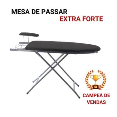 Imagem de Tábua de Passar Passadeira Mesa Extra Forte Dobrável com Passa Mangas 
