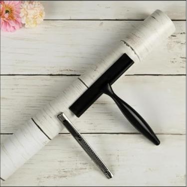 Imagem de Papel de parede com ferramentas 45 x 998 cm - papel de contato de madeira cinza branco papel de parede Shiplap autoadesivo removível cobertura de parede decorativa - filme de prancha de madeira