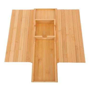Imagem de Yosoo Bandeja de Apoio de Braço para sofá, Bandeja de Mesa para Braço de Madeira Com Suporte para Telefone Mesa Lateral para sofá Bambusoideae de Cor Original, Dobrável, Removível, (Cor Madeira)