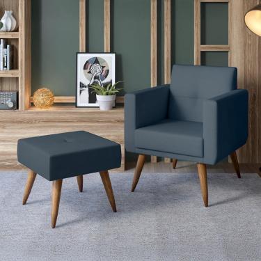 Imagem de Conjunto com 1 Poltrona e 1 Puff Pequim Petróleo