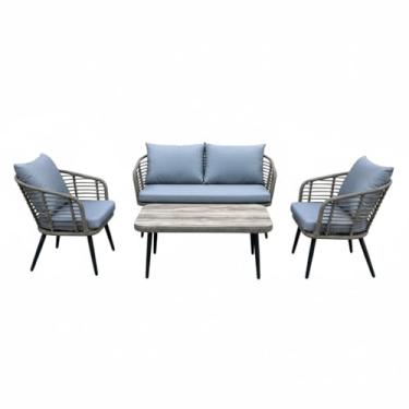 Imagem de Conjunto para Varanda 1 Sofá, 2 Poltronas e 1 Mesa Cinza Capri