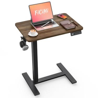 Imagem de FiCiHi Mesa de pé elétrica com rodas – altura ajustável, móvel, pequena mesa móvel para laptop, mesa de trabalho portátil para computador com rodinhas para escritório em casa, sofá e cabeceira (61 x